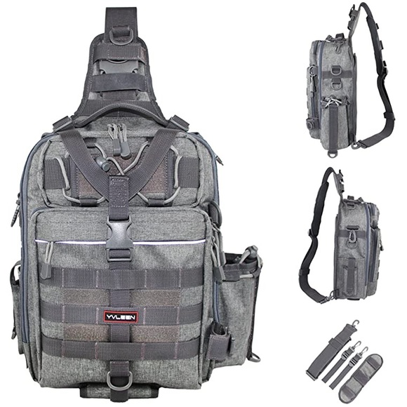 YVLEEN Bags Yvleen Fishing Tackle Backpack Gray Heavy Duty Nylon